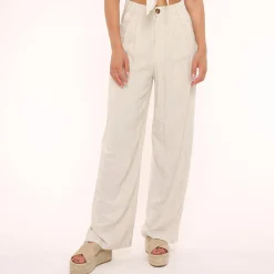 Olivia & Kate 0630 Beige Straight Linen-Trousers Best Sale