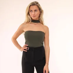 Olivia & Kate Army Green Choker-Top Cheap