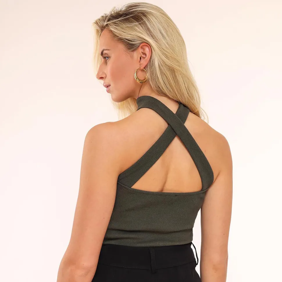 Olivia & Kate Army Green Choker-Top Cheap