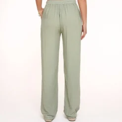 Olivia & Kate Army Green Linen-Pants Sale