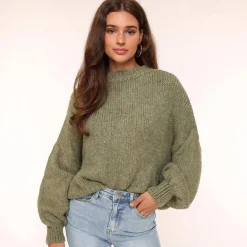 Olivia & Kate Army Green Wool Knitted-Sweater Discount