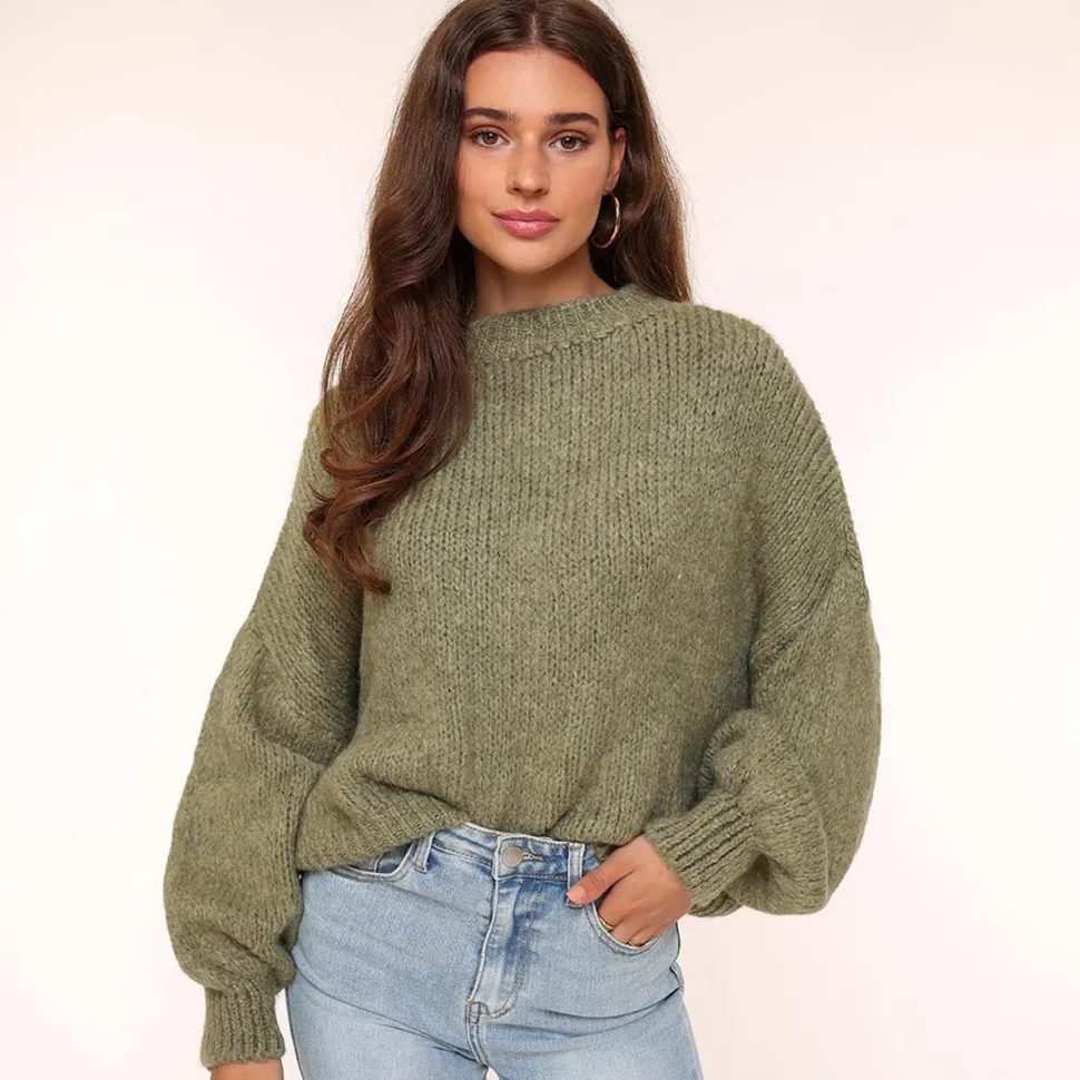 Olivia & Kate Army Green Wool Knitted-Sweater Discount