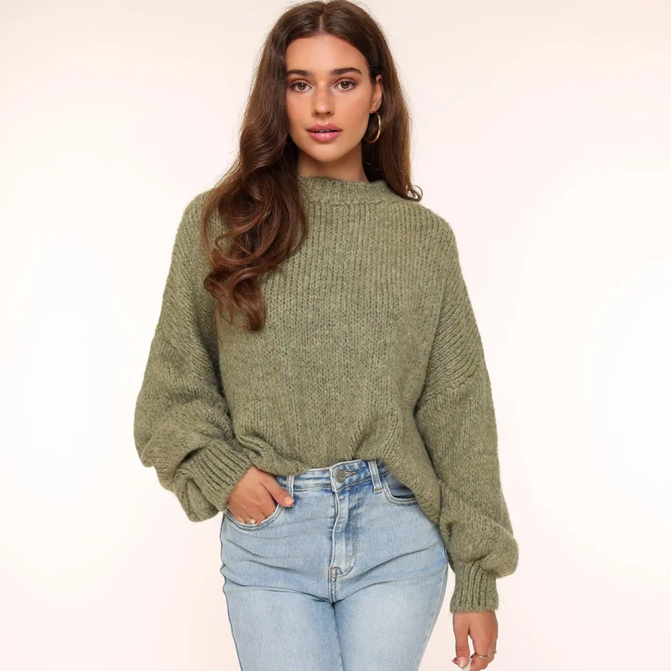 Olivia & Kate Army Green Wool Knitted-Sweater Discount
