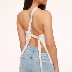Olivia & Kate Beige Asymmetric Open Back-Top New