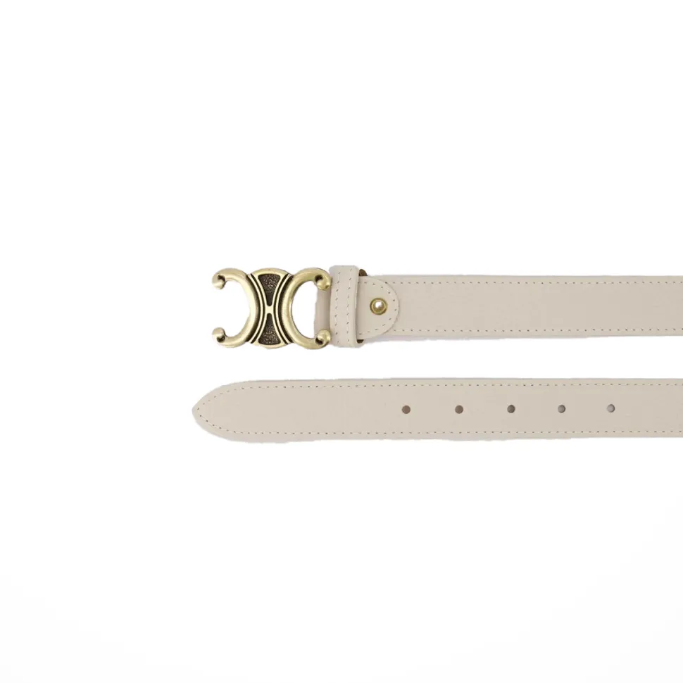 Olivia & Kate Beige Detailed Golden Buckle-Belt Flash Sale