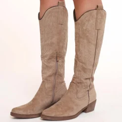 Olivia & Kate Beige High Suede Cowboy-Boots Outlet