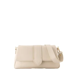 Olivia & Kate Beige Leather Horizontal Puffy-Bag Hot