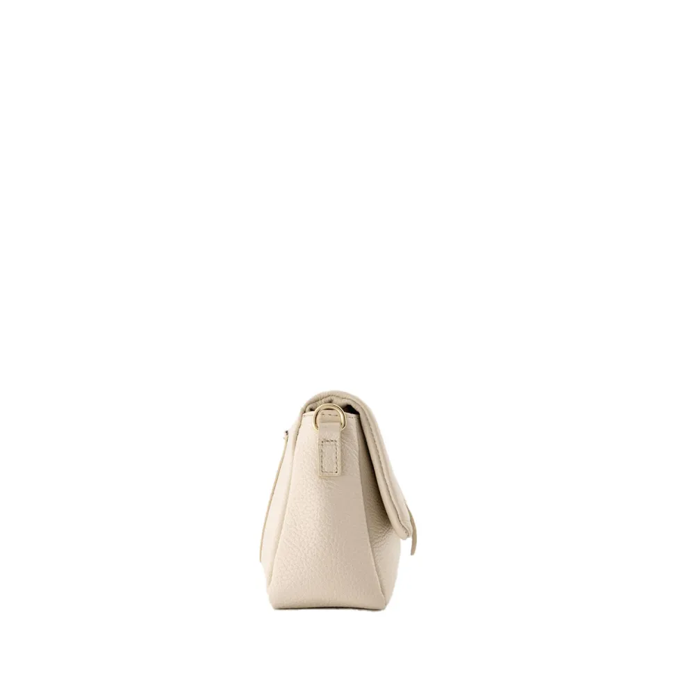 Olivia & Kate Beige Leather Horizontal Puffy-Bag Hot
