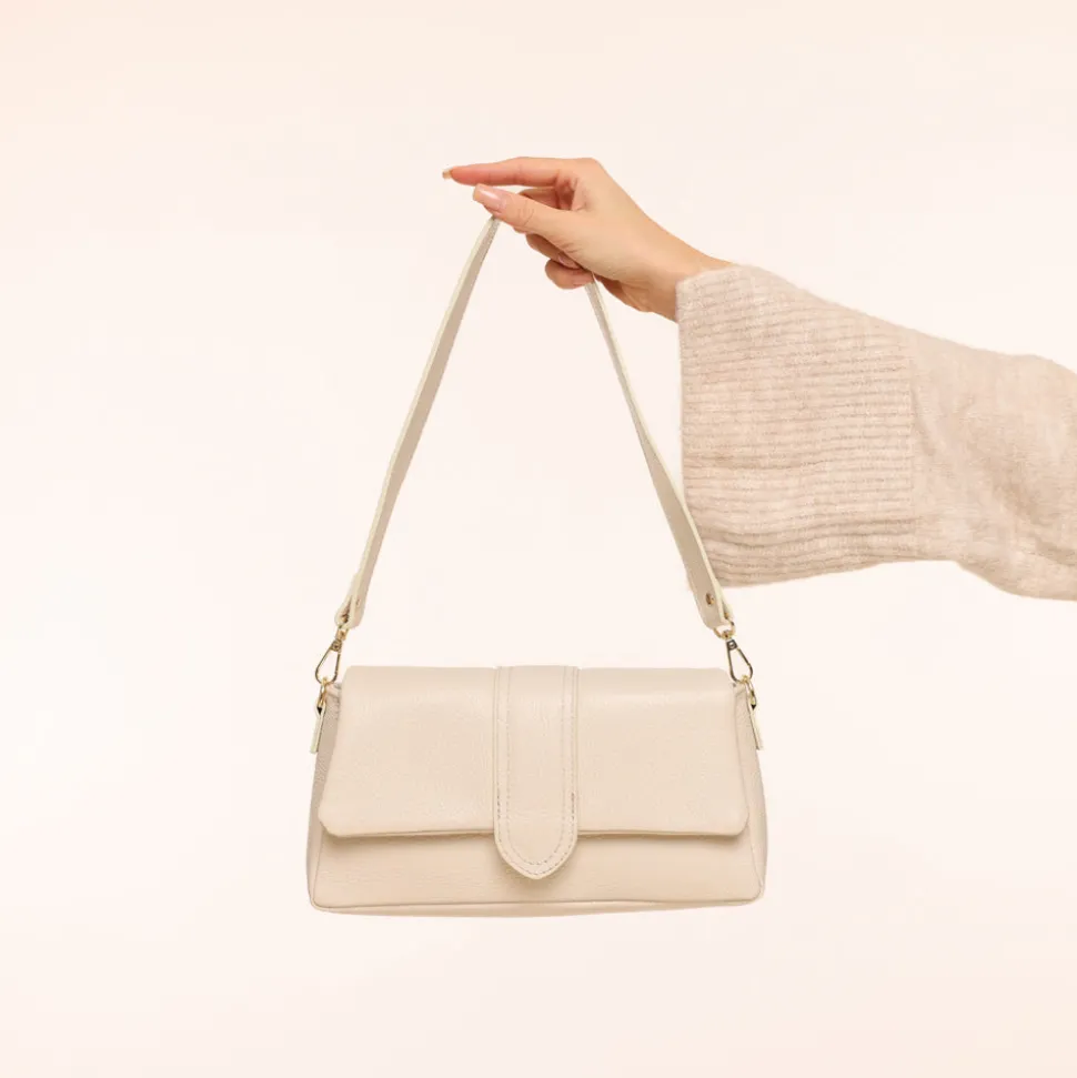 Olivia & Kate Beige Leather Horizontal Puffy-Bag Hot