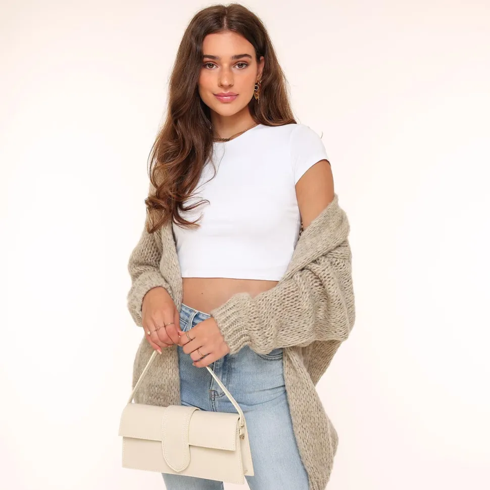 Olivia & Kate Beige Leather Horizontal-Bag Cheap