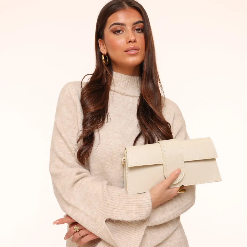 Olivia & Kate Beige Leather Horizontal-Bag Cheap