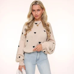 Olivia & Kate Beige Multiple Hearts-Sweater Clearance