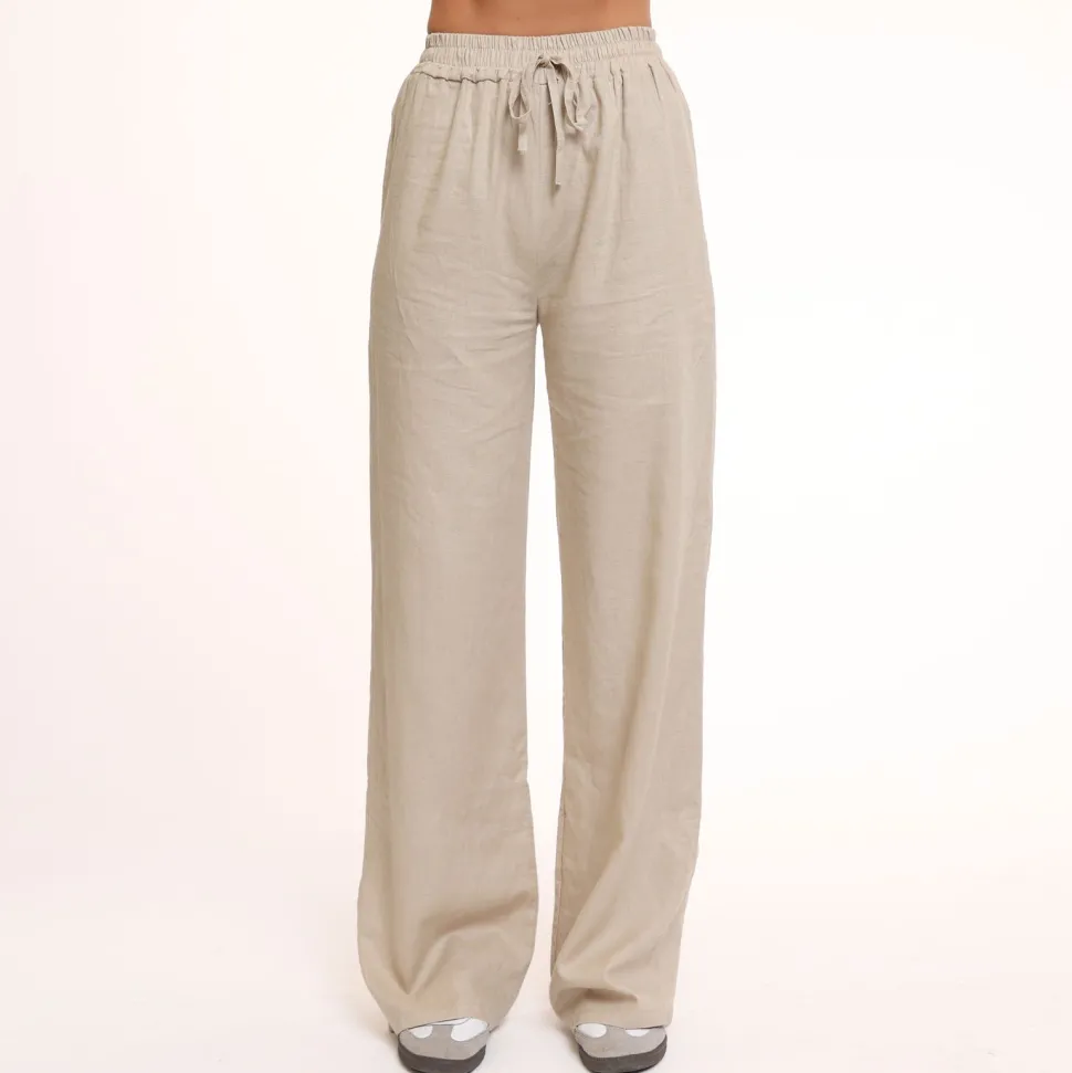 Olivia & Kate Beige Tall Linen-Pants Discount