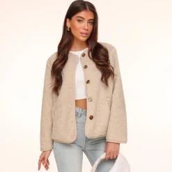Olivia & Kate Beige Teddy-Jacket Best Sale