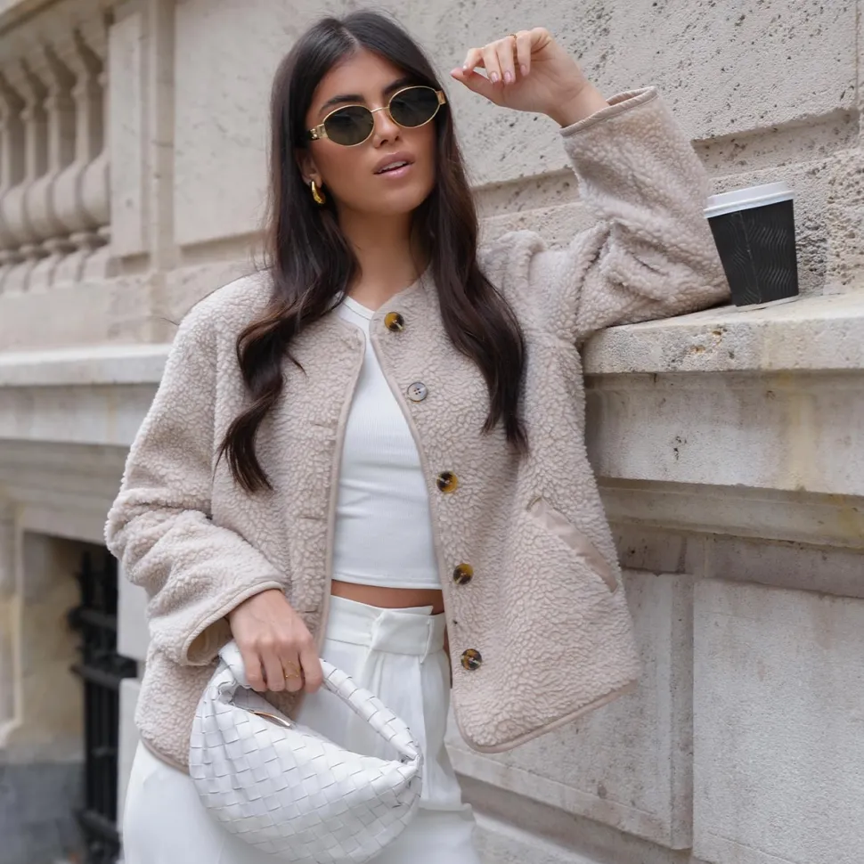 Olivia & Kate Beige Teddy-Jacket Best Sale