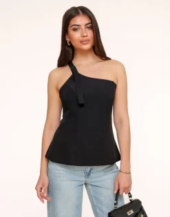Olivia & Kate Black Asymmetric Open Back-Top Online