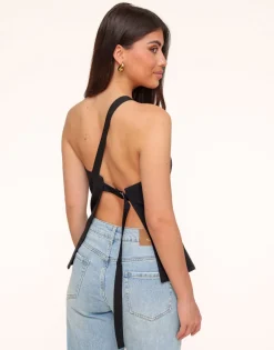 Olivia & Kate Black Asymmetric Open Back-Top Online