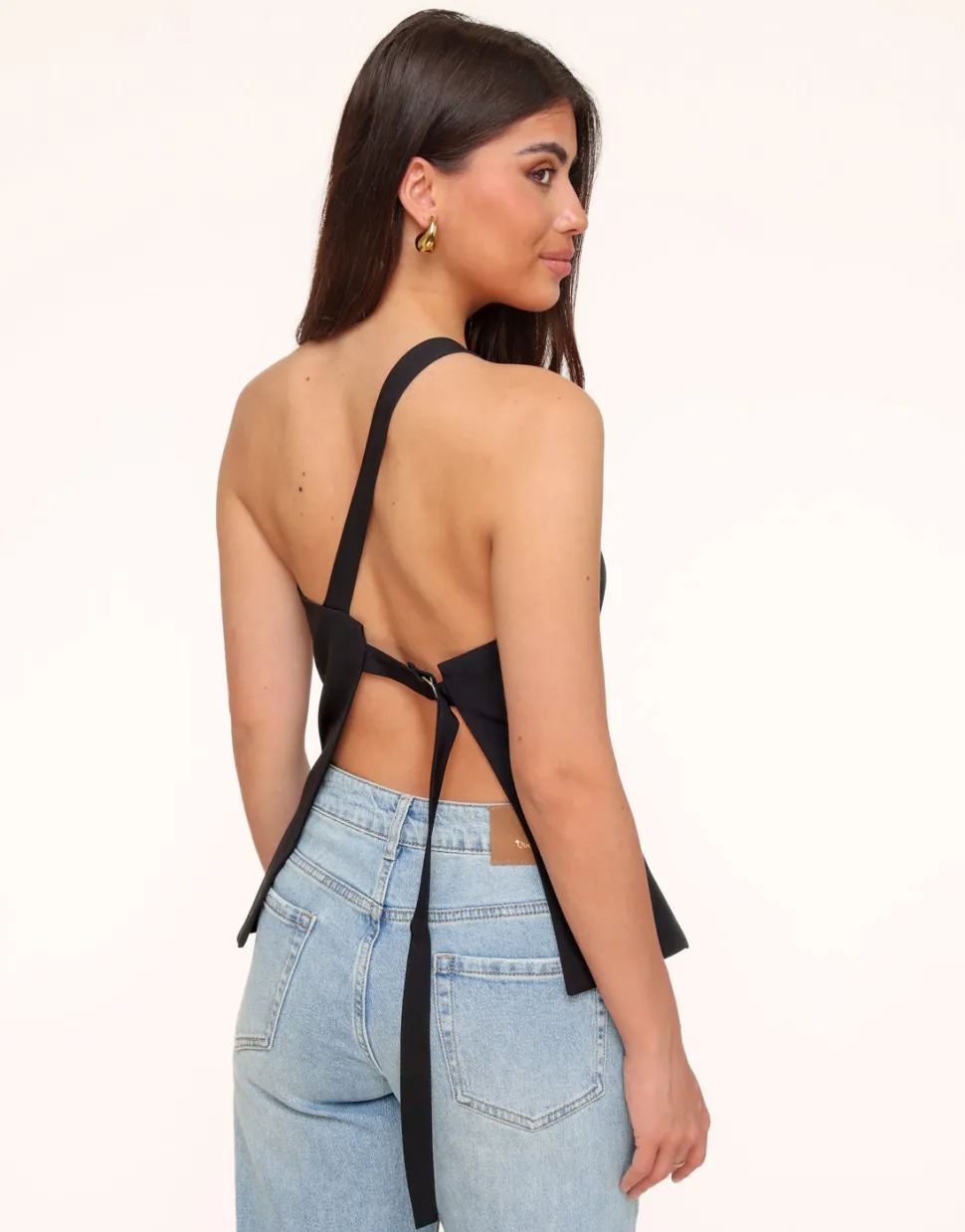 Olivia & Kate Black Asymmetric Open Back-Top Online