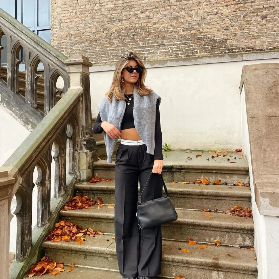 Olivia & Kate Black Basic Ls Cropped-Top Online