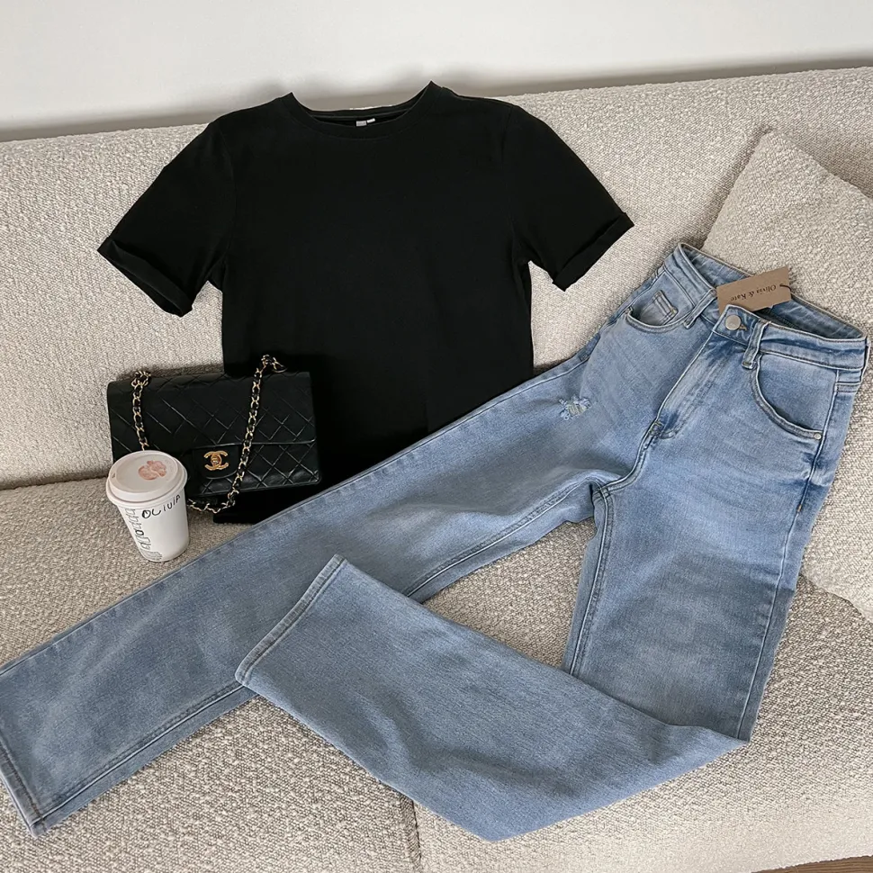 Olivia & Kate Black Basic Ss-Tee Cheap