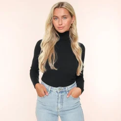 Olivia & Kate Black Basic Turtleneck-Top Cheap