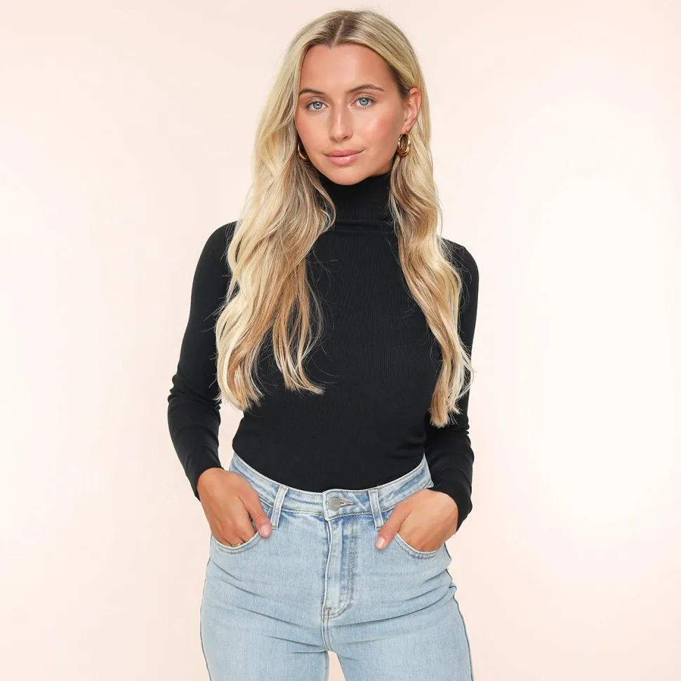 Olivia & Kate Black Basic Turtleneck-Top Cheap