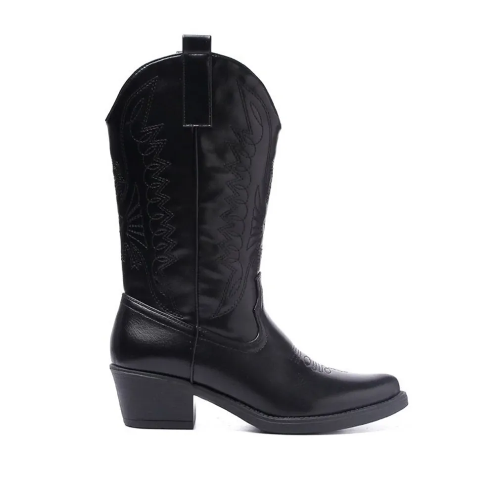 Olivia & Kate Black Cowboy-Boots Discount
