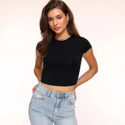 Olivia & Kate Black Cropped Ss-Top Best Sale