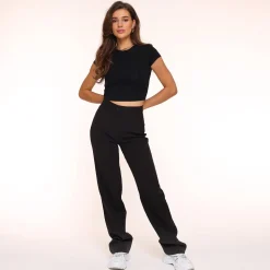 Olivia & Kate Black Cropped Ss-Top Best Sale