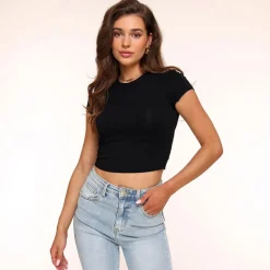 Olivia & Kate Black Cropped Ss-Top Best Sale