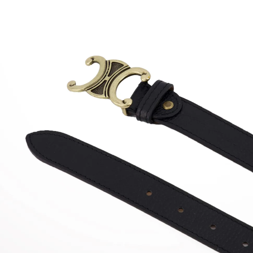 Olivia & Kate Black Detailed Gold Buckle-Belt Hot