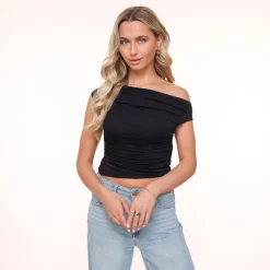 Olivia & Kate Black Draped Ss-Top Shop