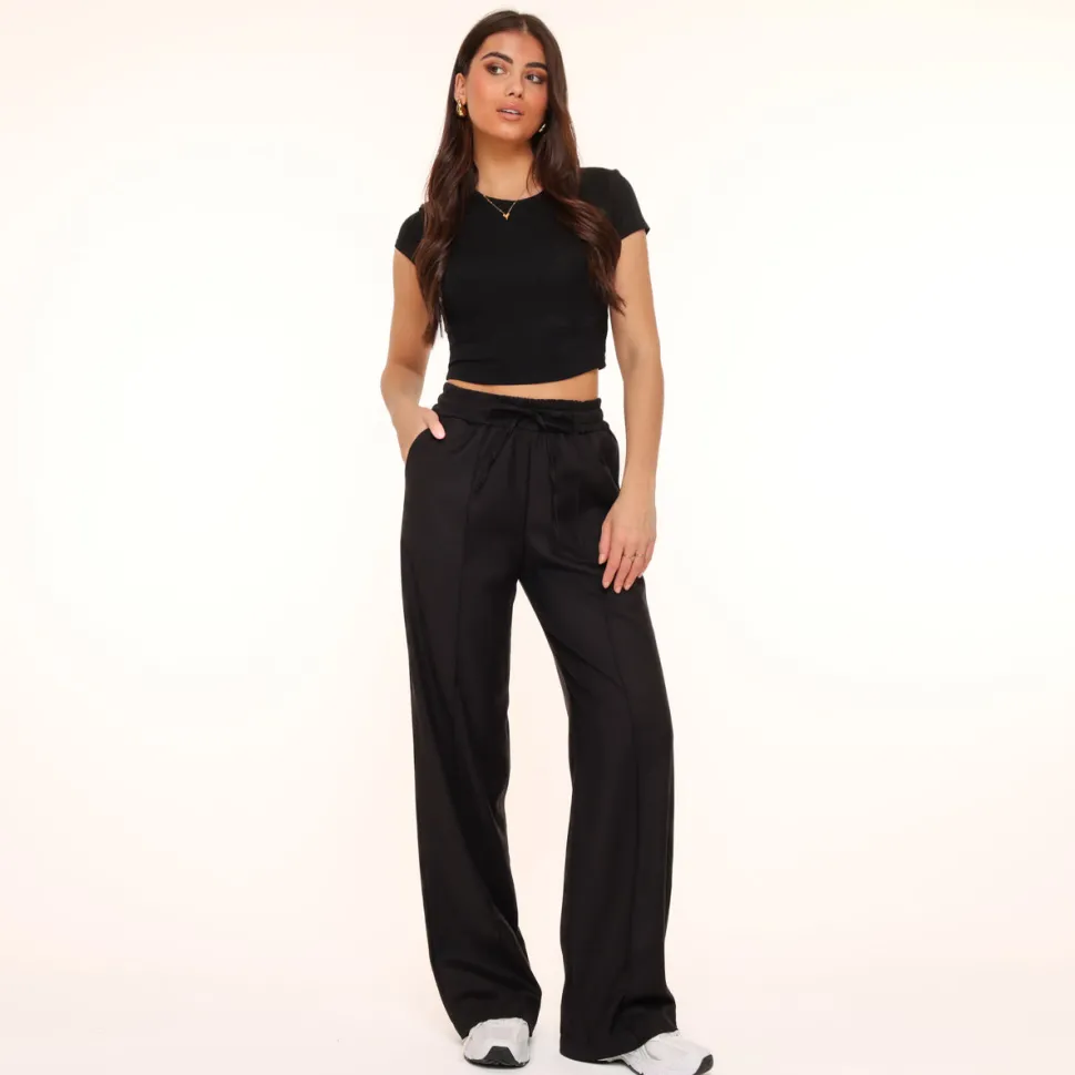 Olivia & Kate Black Elastic Seams-Pants Online