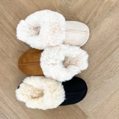 Olivia & Kate Black Fluffy-Slippers Flash Sale