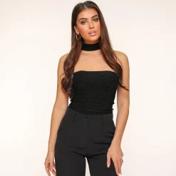 Olivia & Kate Black Glitter Choker-Top Online