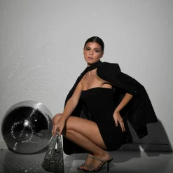 Olivia & Kate Black Glitter Open-Heels Shop