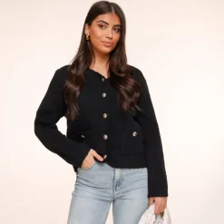 Olivia & Kate Black Golden Buttons Details Ls-Cardigan Clearance