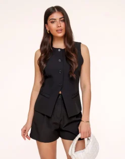 Olivia & Kate Black High Buttons-Gilet Cheap