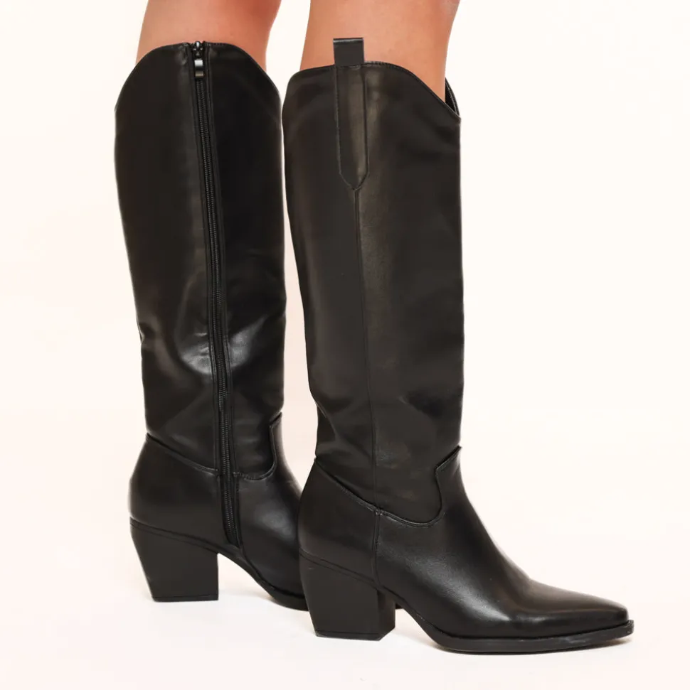 Olivia & Kate Black High Classic Cowboy-Boots Shop
