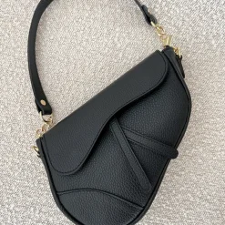 Olivia & Kate Black Leather Saddle-Bag Fashion