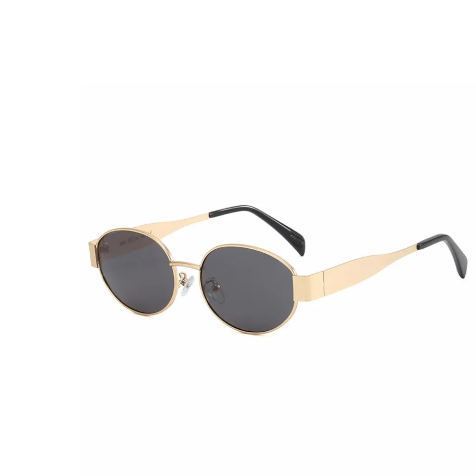 Olivia & Kate Black Oval Gold Frame-Sunglasses Flash Sale