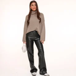 Olivia & Kate Black Pu Leather-Trouser Hot