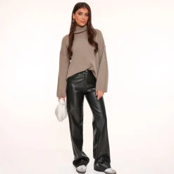 Olivia & Kate Black Pu Leather-Trouser Hot