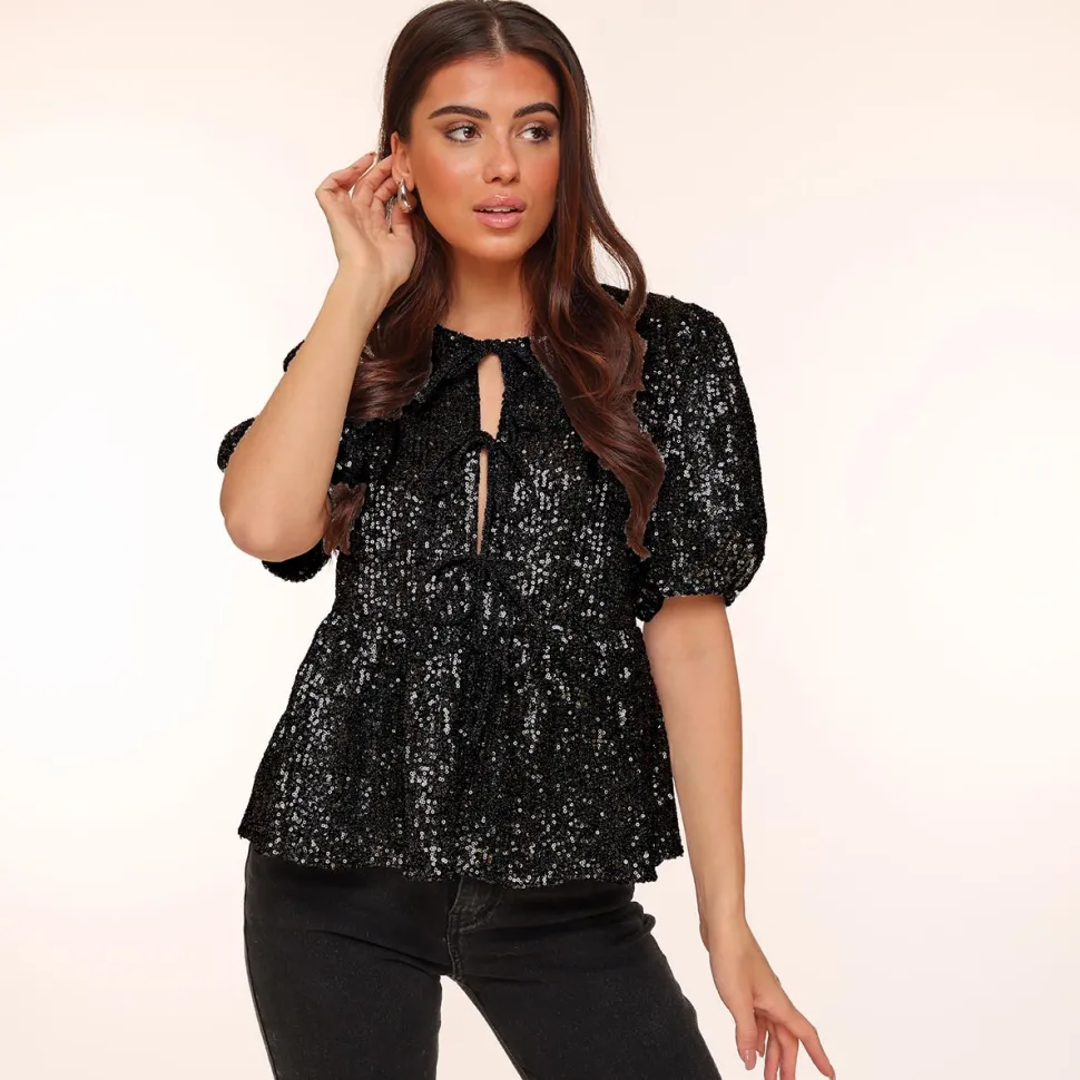 Olivia & Kate Black Sequins Bow Ties-Top Clearance