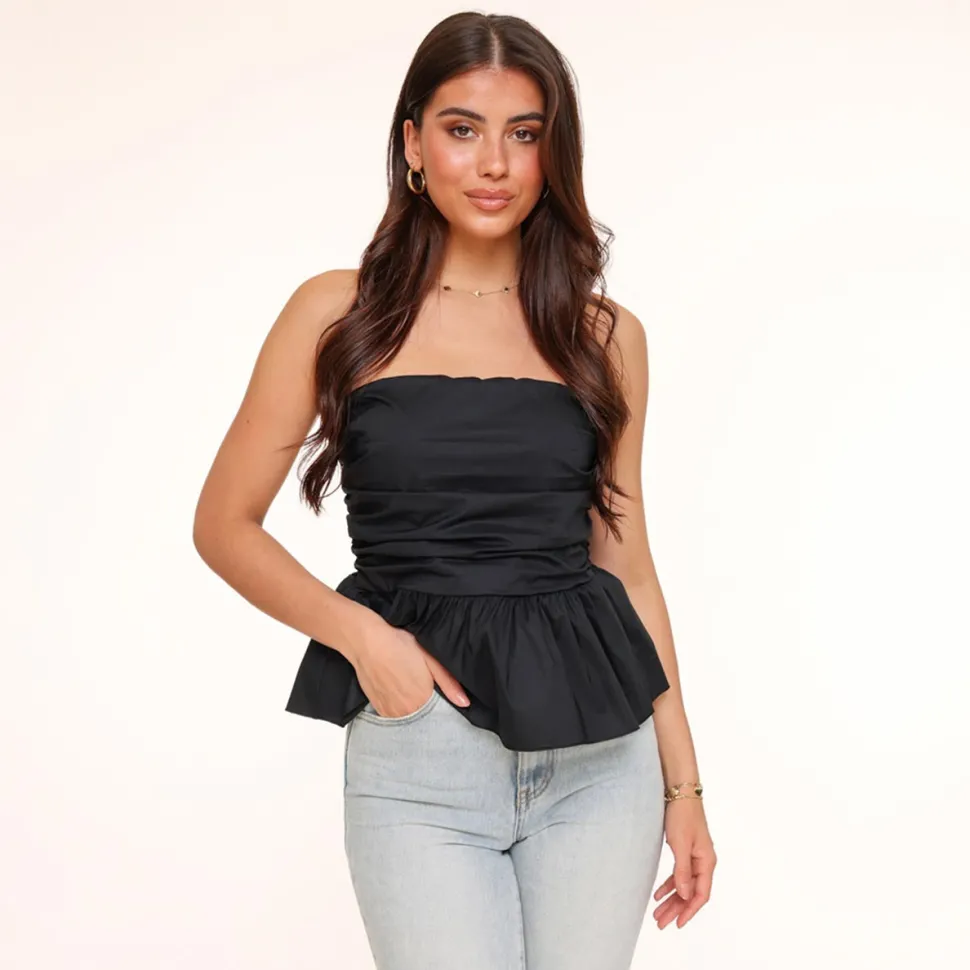 Olivia & Kate Black Strapless Ruffle-Top Online