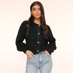 Olivia & Kate Black Strass Button-Cardigan Flash Sale
