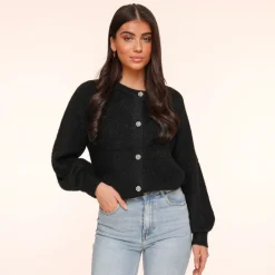 Olivia & Kate Black Strass Button-Cardigan Flash Sale