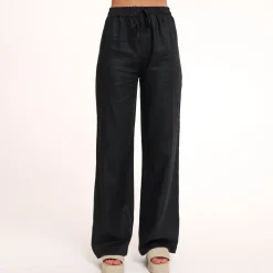 Olivia & Kate Black Tall Linen-Pants Fashion