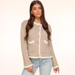 Olivia & Kate Camel Knitted Golden Buttons-Cardigan Sale
