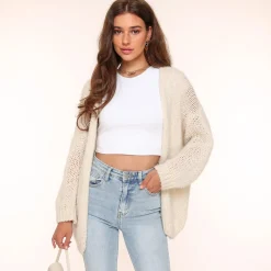 Olivia & Kate Cream Woolen-Cardigan Hot
